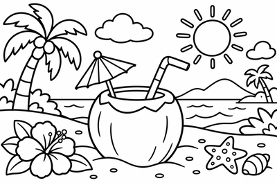 Desenho para colorir: Água de coco