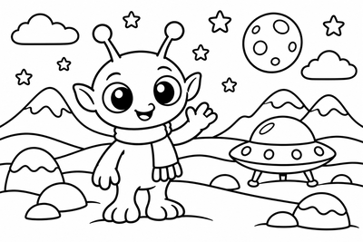 Desenho para colorir: Alienígena de cachecol