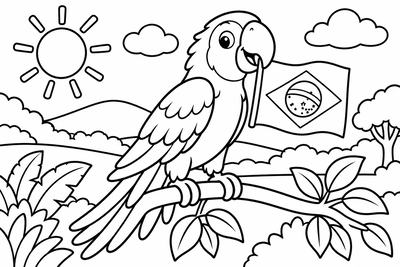 Desenho para colorir: Arara na independência