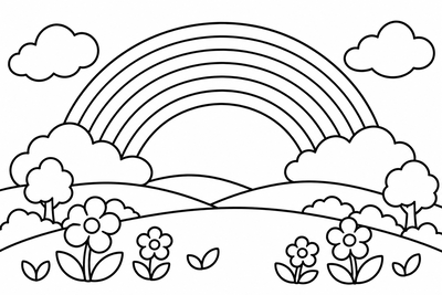 Desenho para colorir: Arco-íris depois da chuva