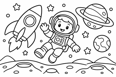 Desenho para colorir: Astronauta no espaço