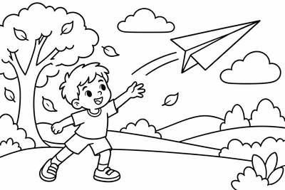 Desenho para colorir: Aviãozinho de papel
