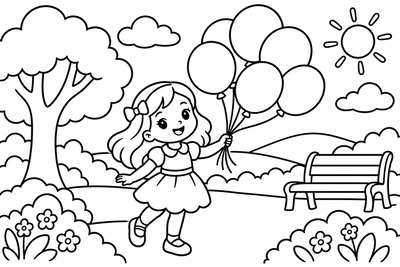 Desenho para colorir: Balões verde e amarelo