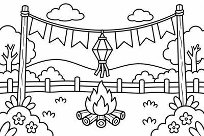 Desenho para colorir: Bandeirinhas juninas