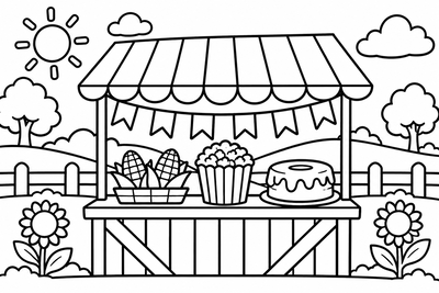 Desenho para colorir: Barraquinha de festa junina