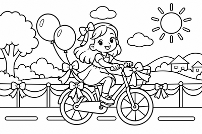 Desenho para colorir: Bicicleta enfeitada no desfile