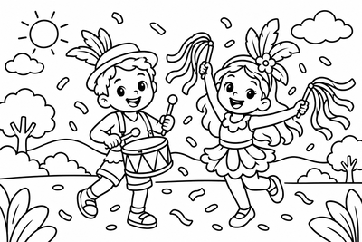 Desenho para colorir: Bloquinho de Carnaval