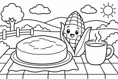 Desenho para colorir: Bolo de milho