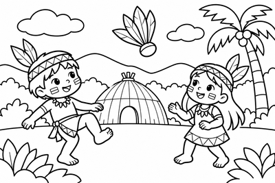 Desenho para colorir: Brincando de peteca