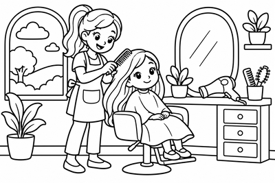 Desenho para colorir: Cabeleireira no salão