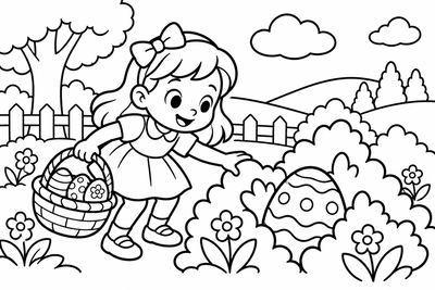 Desenho para colorir: Caça aos ovos