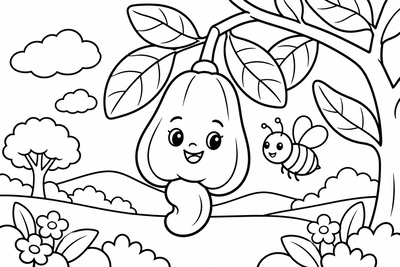 Desenho para colorir: Caju no cajueiro