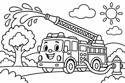 Desenho para colorir: Caminhão de bombeiro