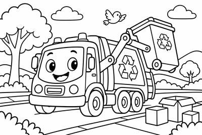 Desenho para colorir: Caminhão de reciclagem