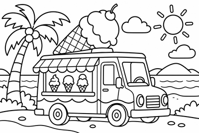 Desenho para colorir: Caminhão de sorvete