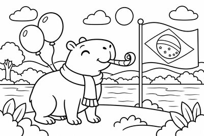 Desenho para colorir: Capivara no 7 de Setembro