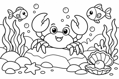 Desenho para colorir: Caranguejo na pedra