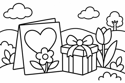 Desenho para colorir: Cartão para a mamãe