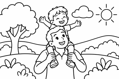 Desenho para colorir: Cavalinho no papai