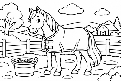 Desenho para colorir: Cavalo com manta