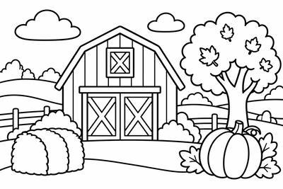 Desenho para colorir: Celeiro na fazenda