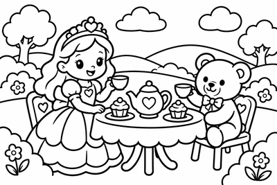 Desenho para colorir: Chá da princesa