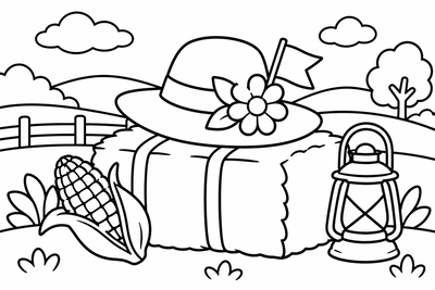 Desenho para colorir: Chapéu de palha junino