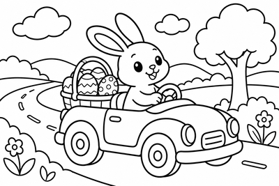 Desenho para colorir: Coelho entregando ovos