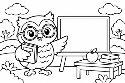 Desenho para colorir: Coruja professora