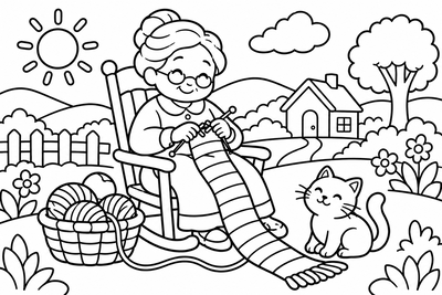 Desenho para colorir: Costureira tricotando