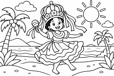 Desenho para colorir: Criança no maracatu