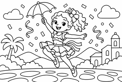 Desenho para colorir: Dançando frevo