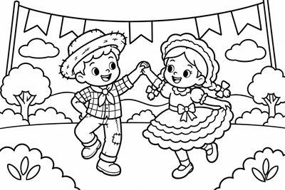 Desenho para colorir: Dançando quadrilha