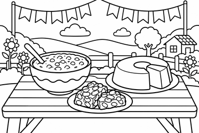 Desenho para colorir: Doces de festa junina