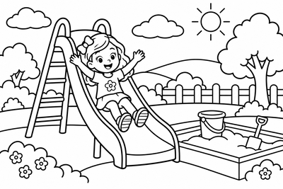 Desenho para colorir: Escorregador no parquinho