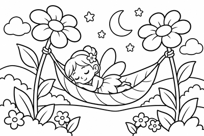 Desenho para colorir: Fadinha dormindo