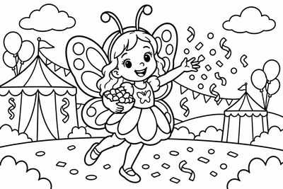 Desenho para colorir: Fantasia de borboleta