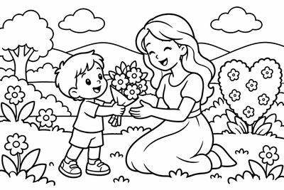 Desenho para colorir: Flores para a mamãe