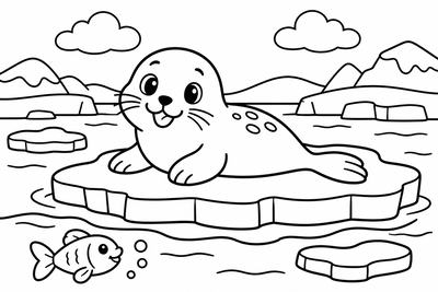 Desenho para colorir: Foca no gelo