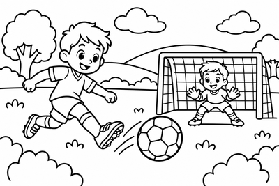 Desenho para colorir: Futebol no campinho