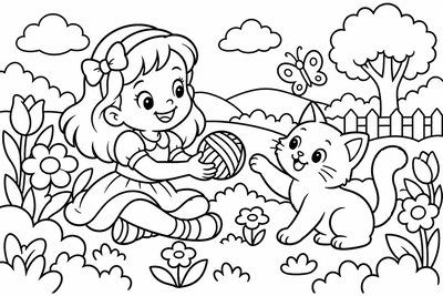 Desenho para colorir: Gatinho amigo