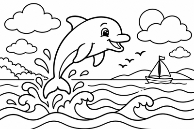 Desenho para colorir: Golfinho saltando