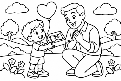 Desenho para colorir: Gravata de presente para o papai