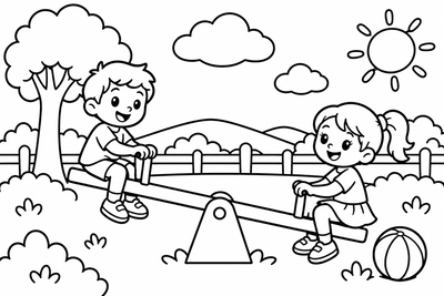 Desenho para colorir: Hora do recreio