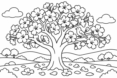 Desenho para colorir: Ipê florido no inverno