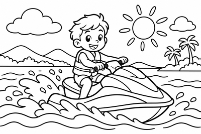 Desenho para colorir: Jet ski no mar