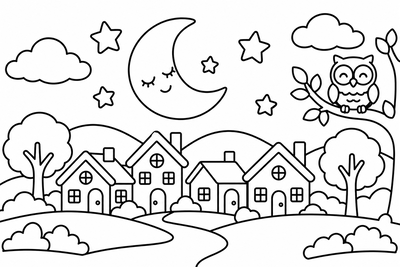 Desenho para colorir: Lua dormindo