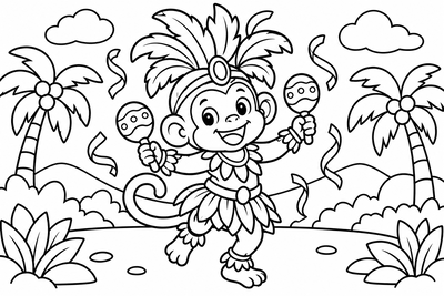 Desenho para colorir: Macaquinho sambando
