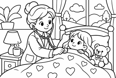 Desenho para colorir: Médica de crianças