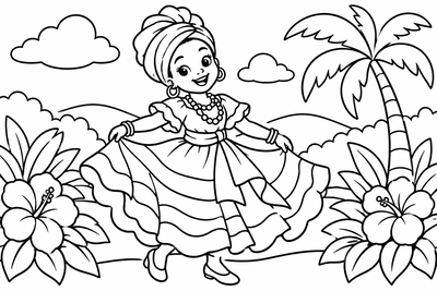 Desenho para colorir: Menina de baiana
